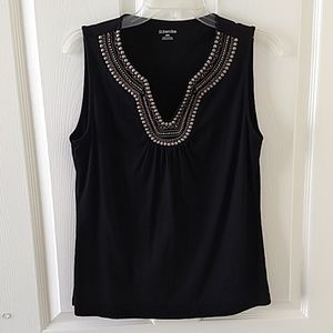 Black Sleeveless Top with Metal Beads Medium